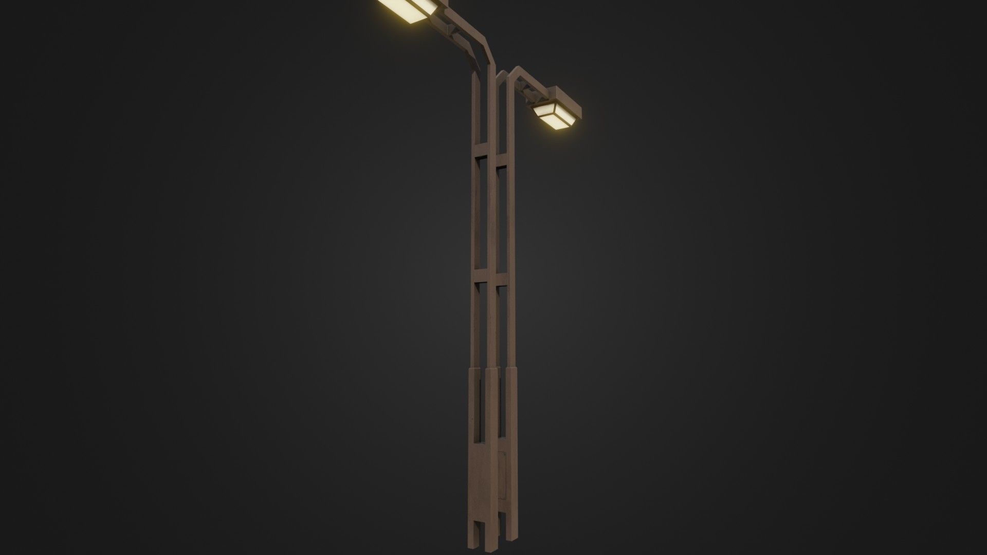 Old Japanese Street Lights lamp post Low-poly 3D model_4