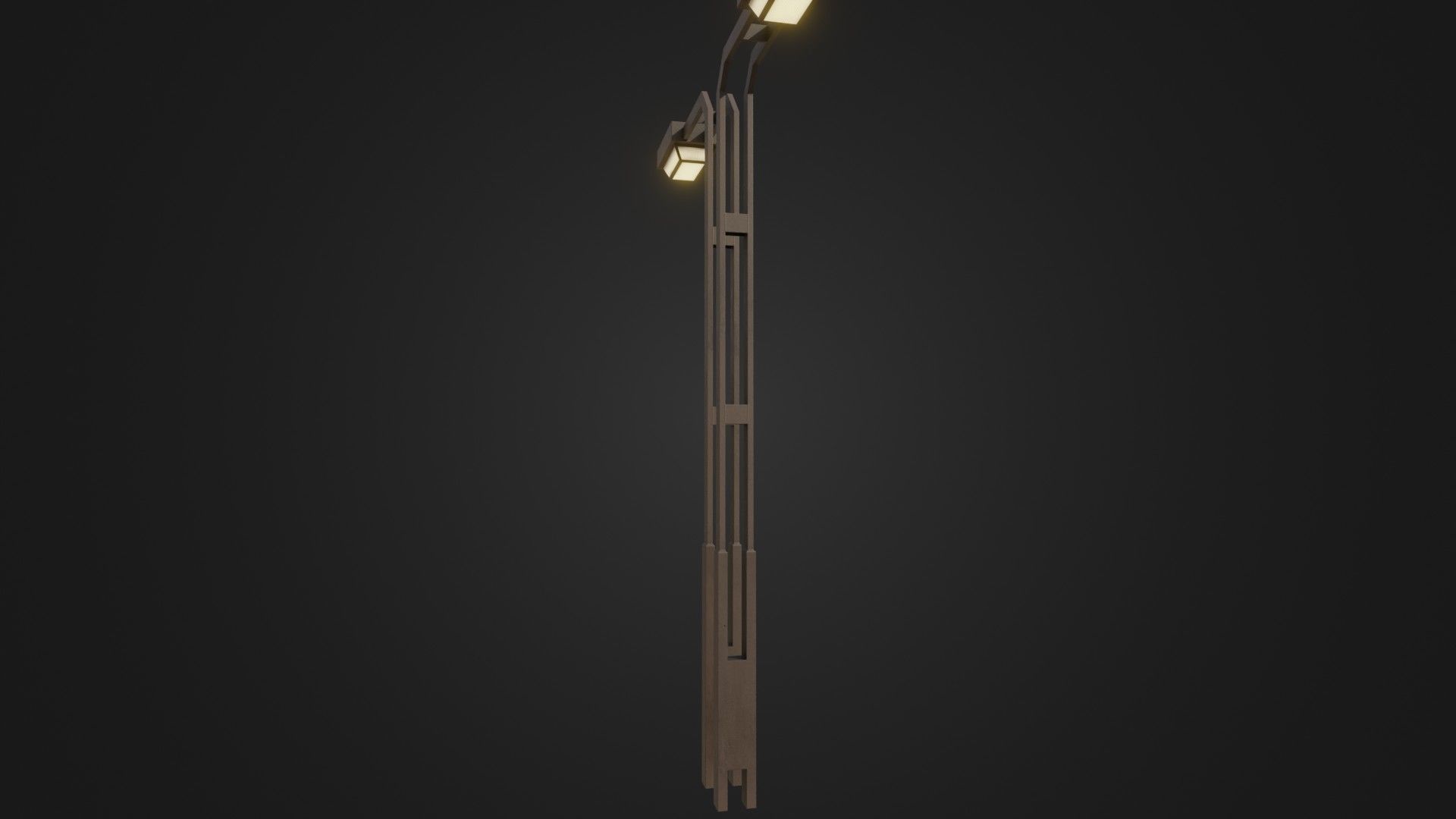 Old Japanese Street Lights lamp post Low-poly 3D model_9