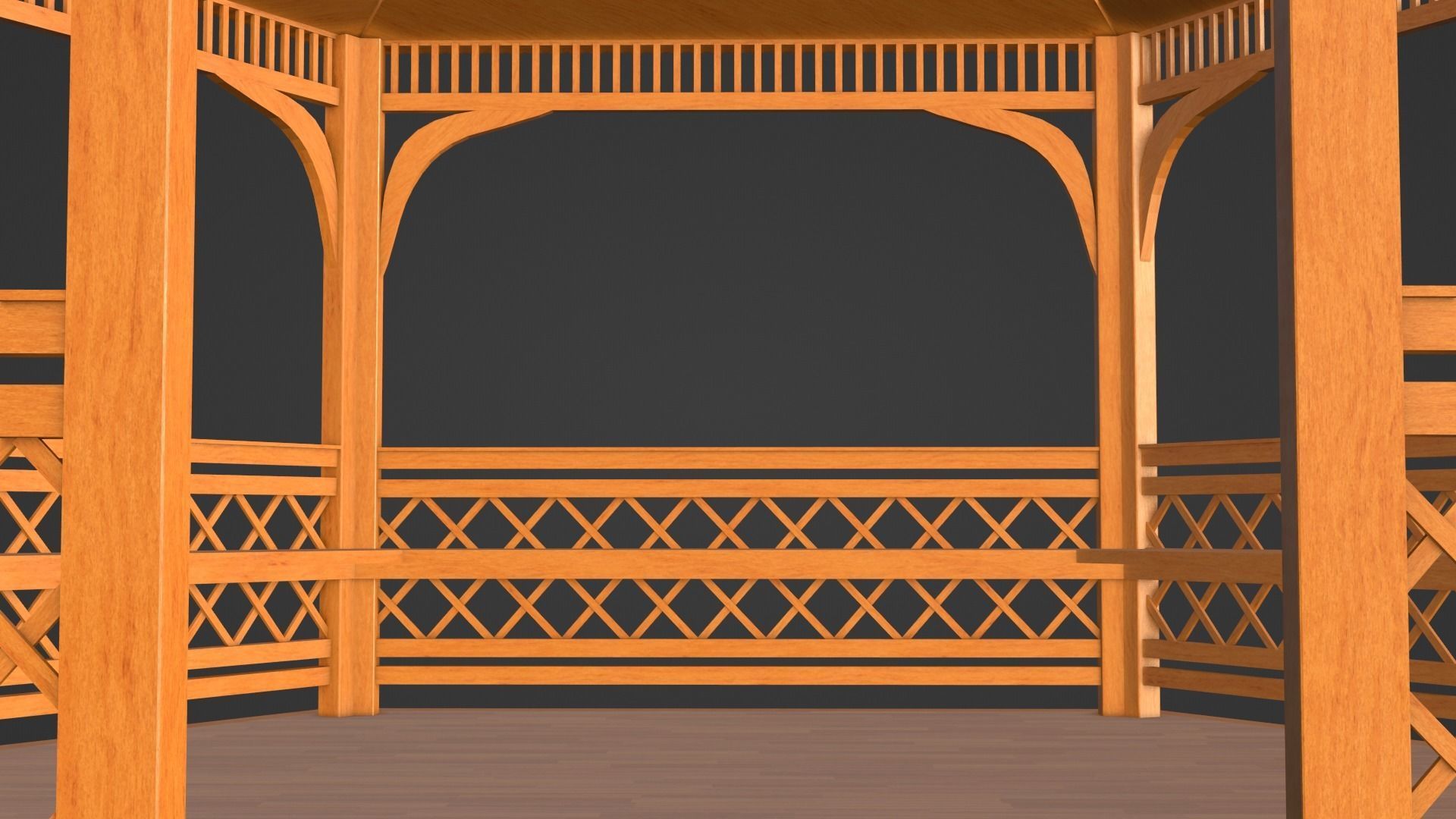 Wooden gazebo 3D model_22