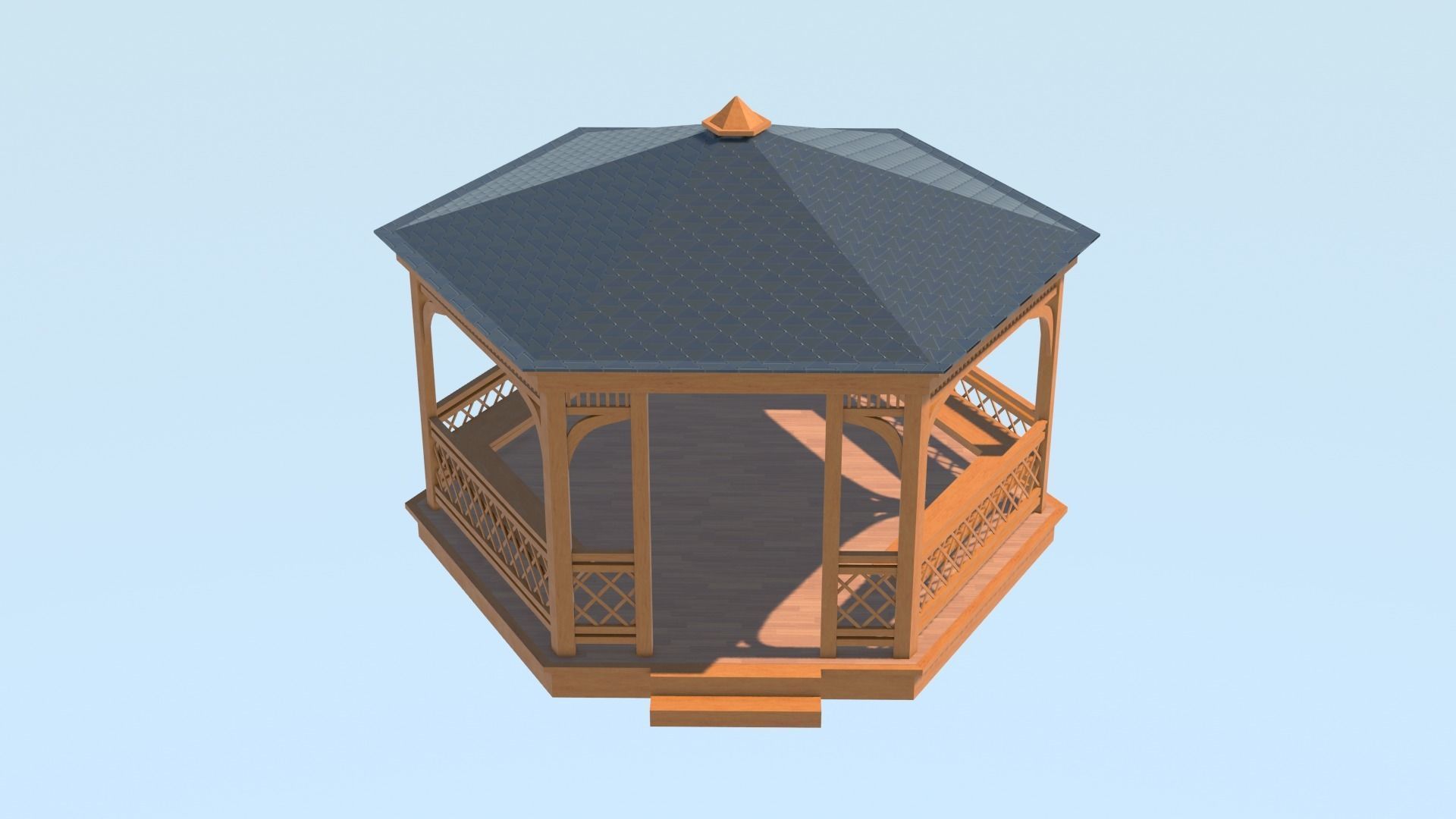 Wooden gazebo 3D model_13