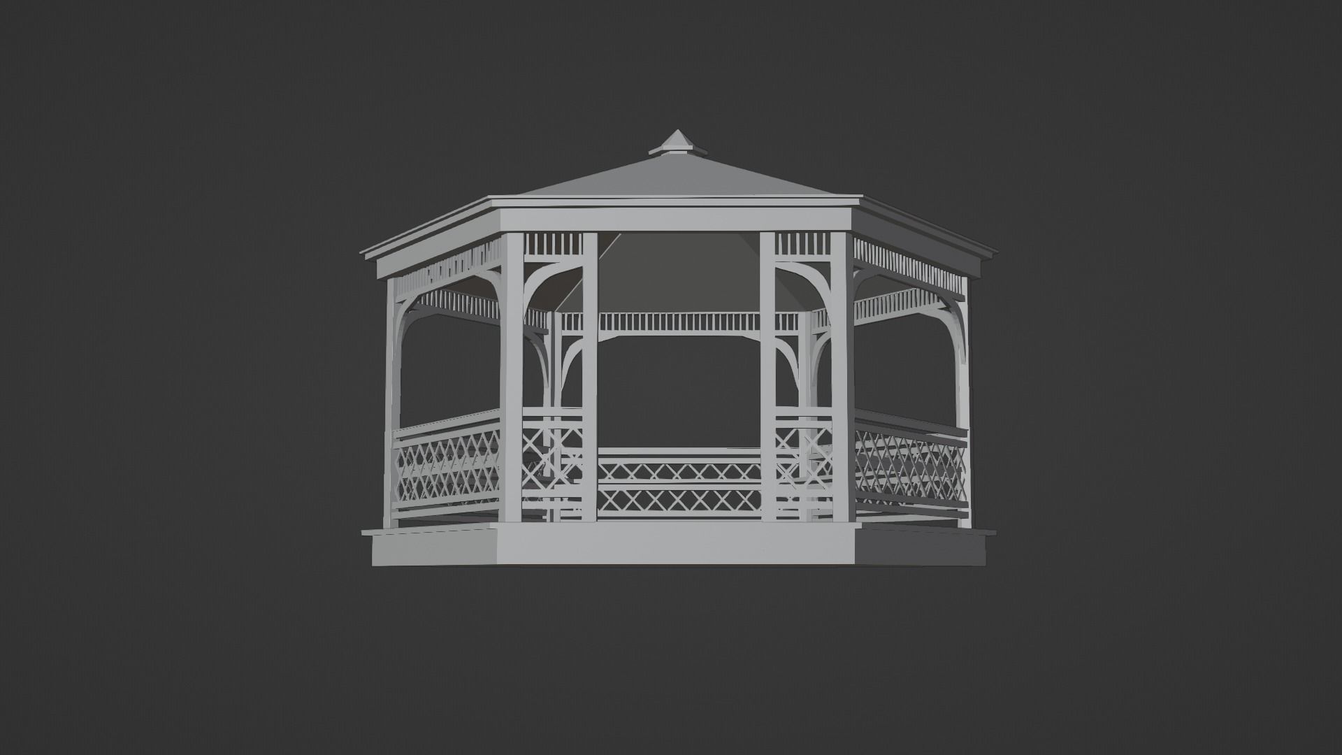 Wooden gazebo 3D model_7