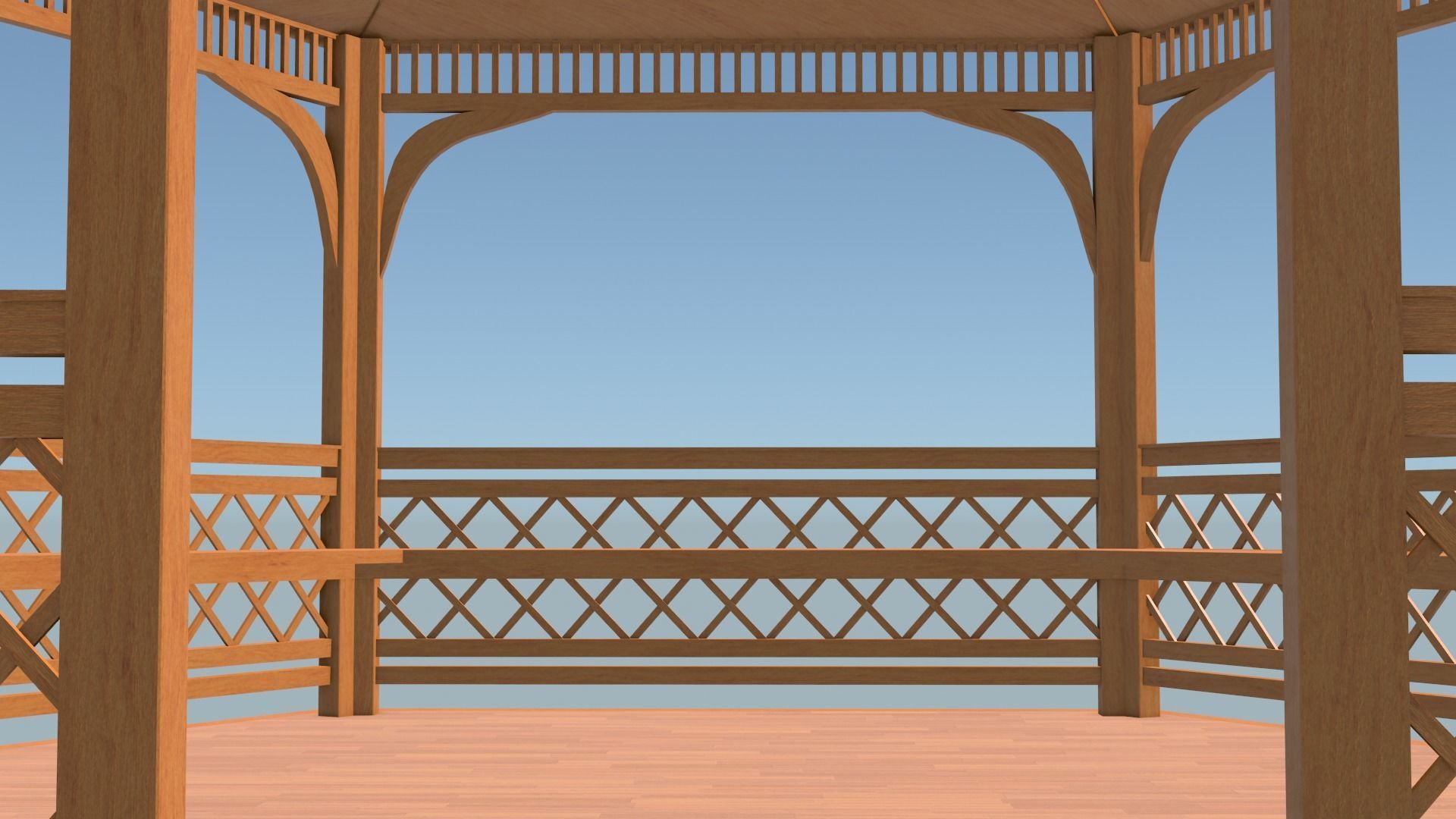 Wooden gazebo 3D model_23