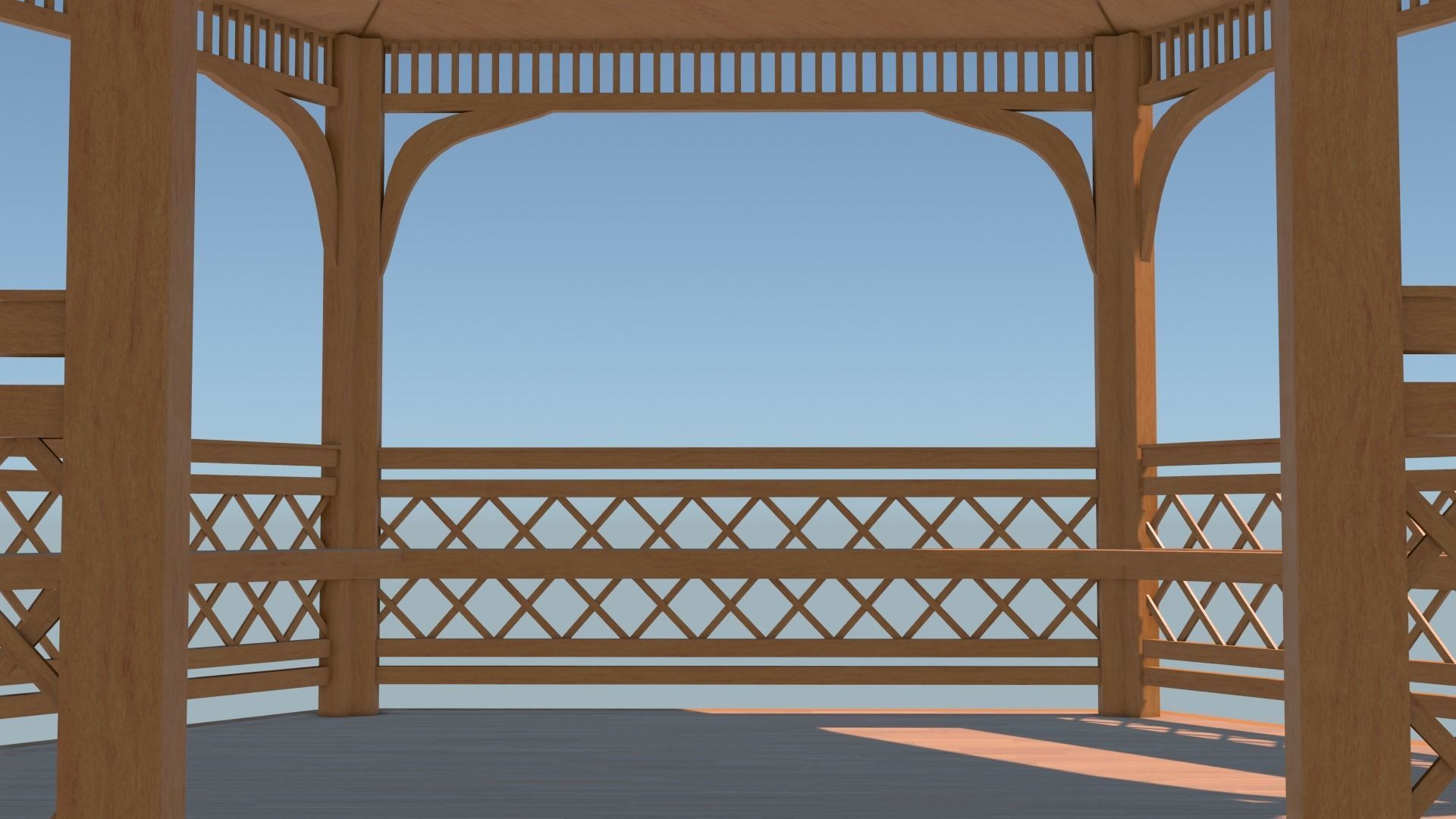 Wooden gazebo 3D model_24