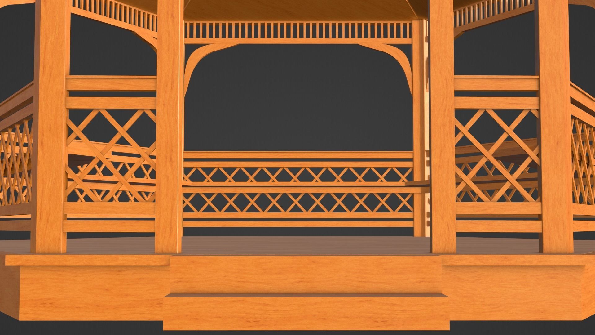 Wooden gazebo 3D model_29