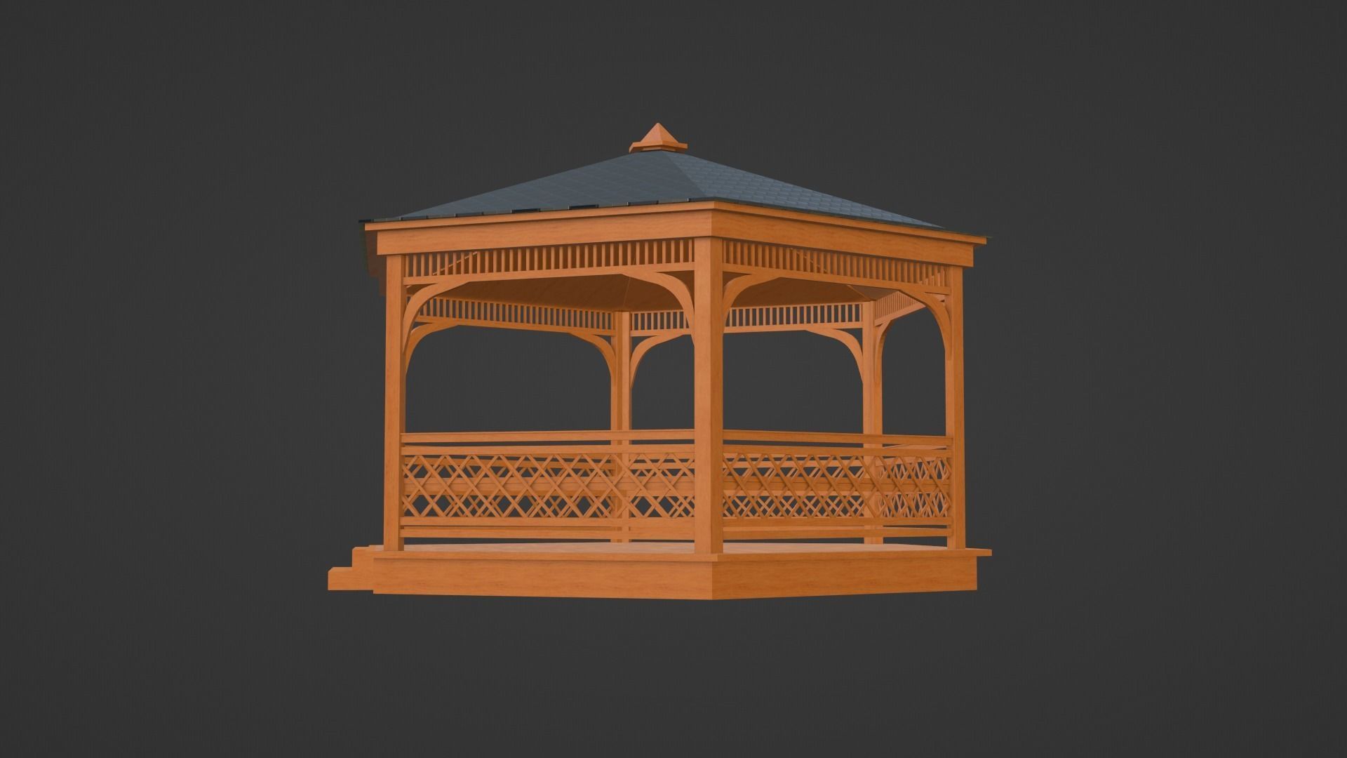 Wooden gazebo 3D model_19