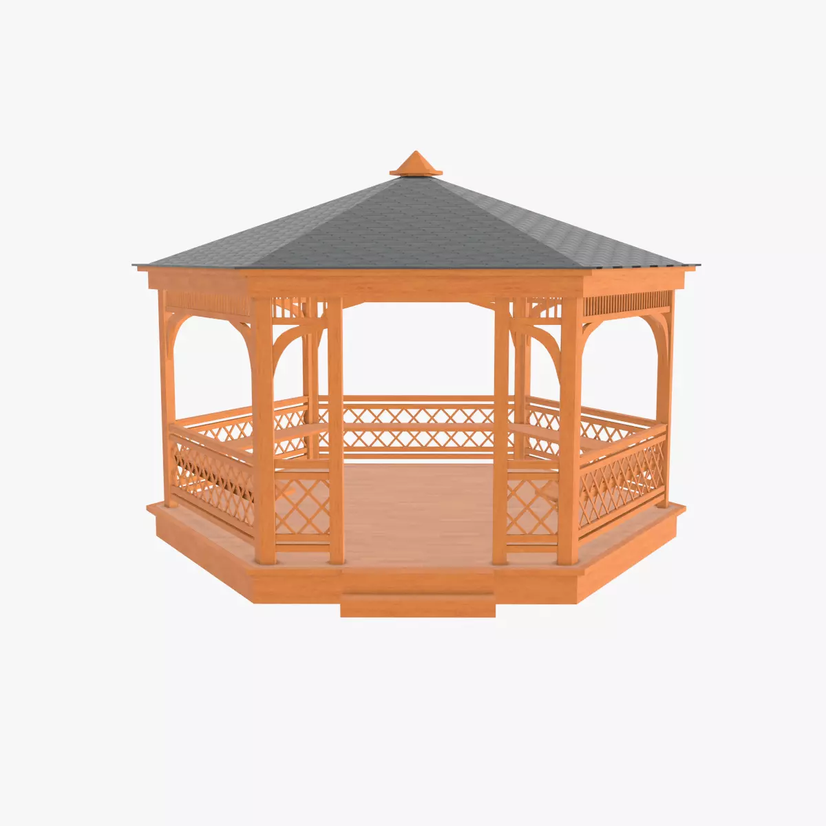 Wooden gazebo 3D model_0