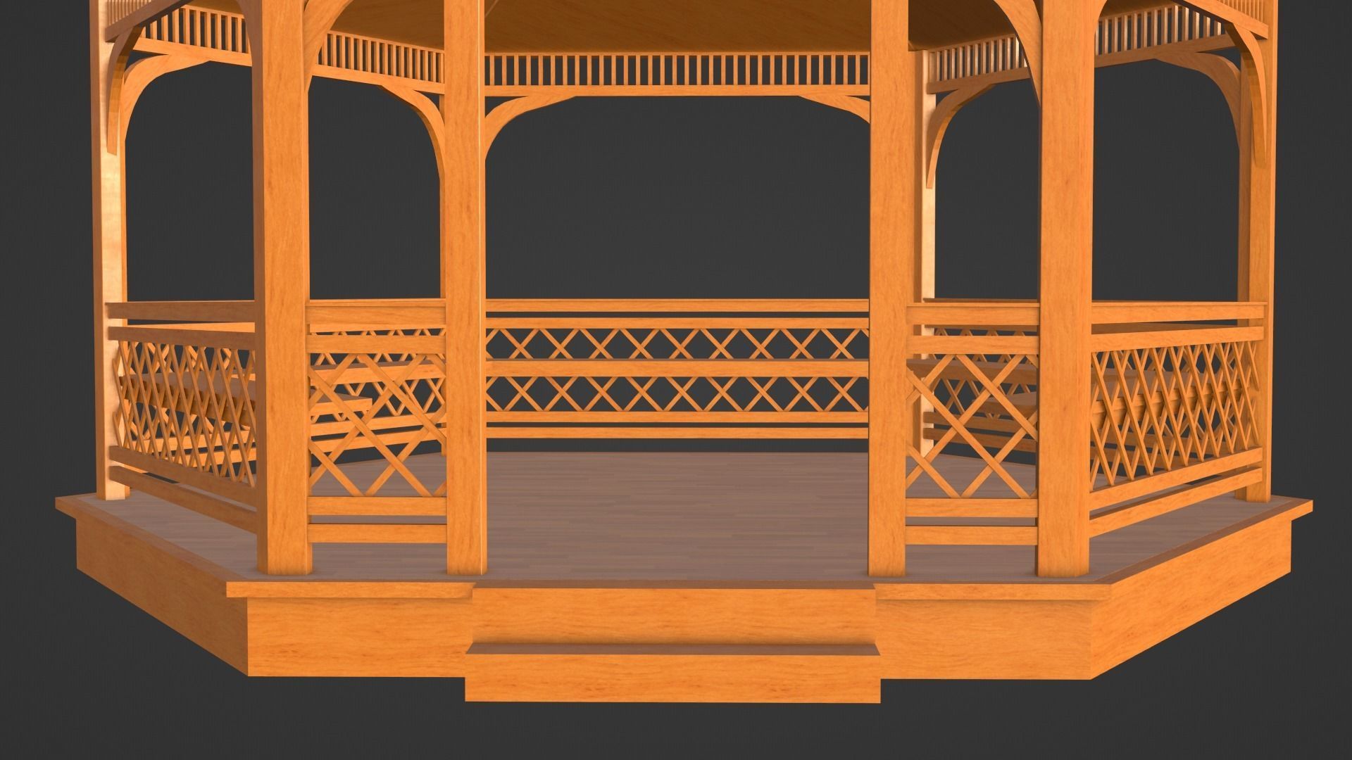 Wooden gazebo 3D model_32