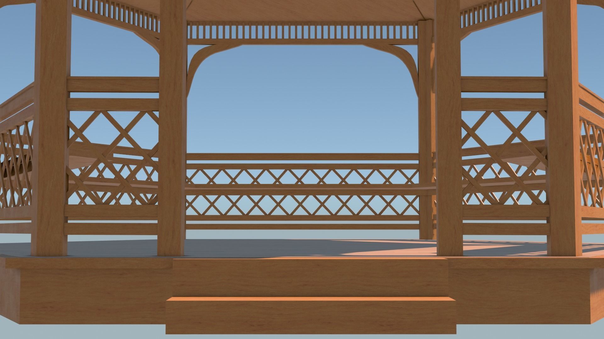 Wooden gazebo 3D model_30
