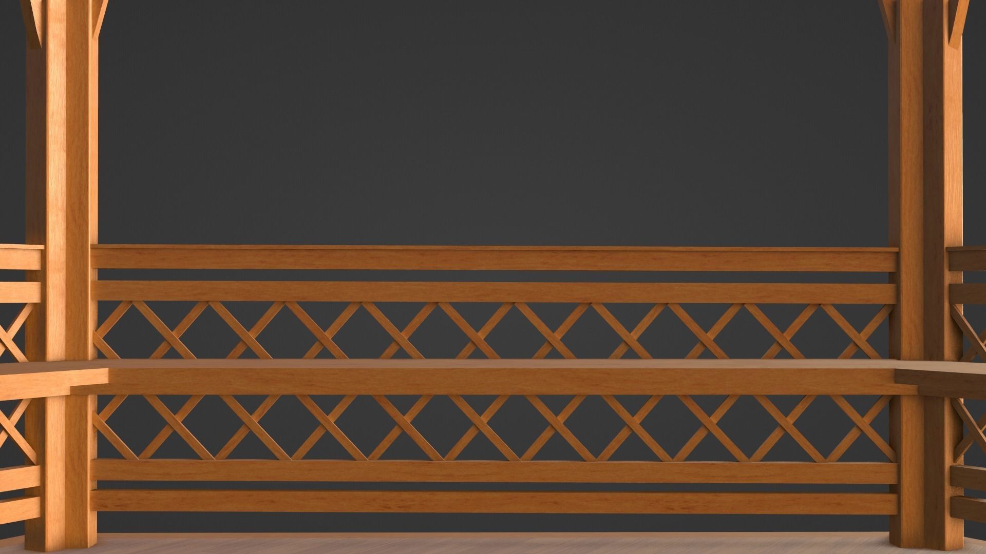 Wooden gazebo 3D model_26