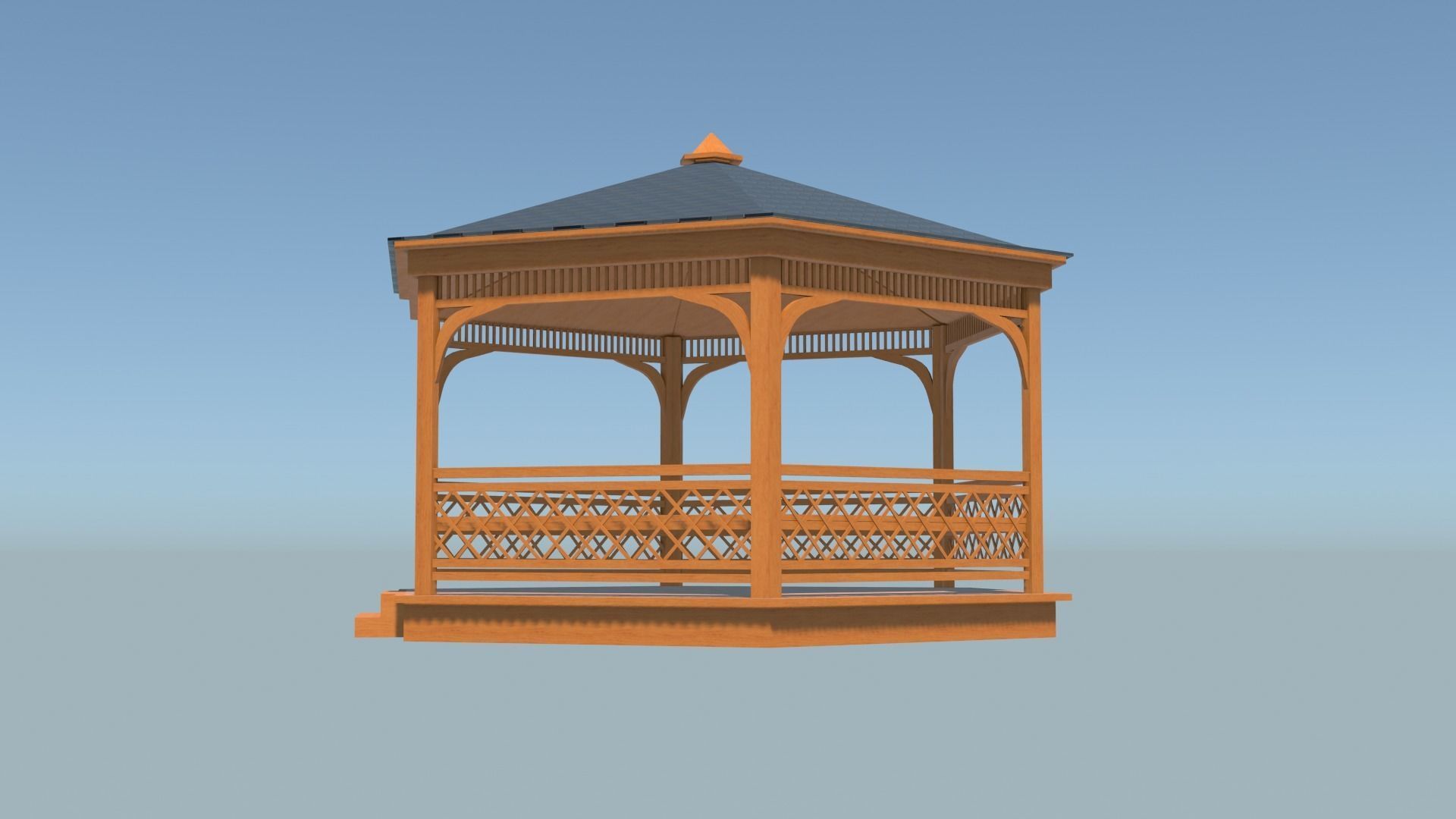 Wooden gazebo 3D model_20