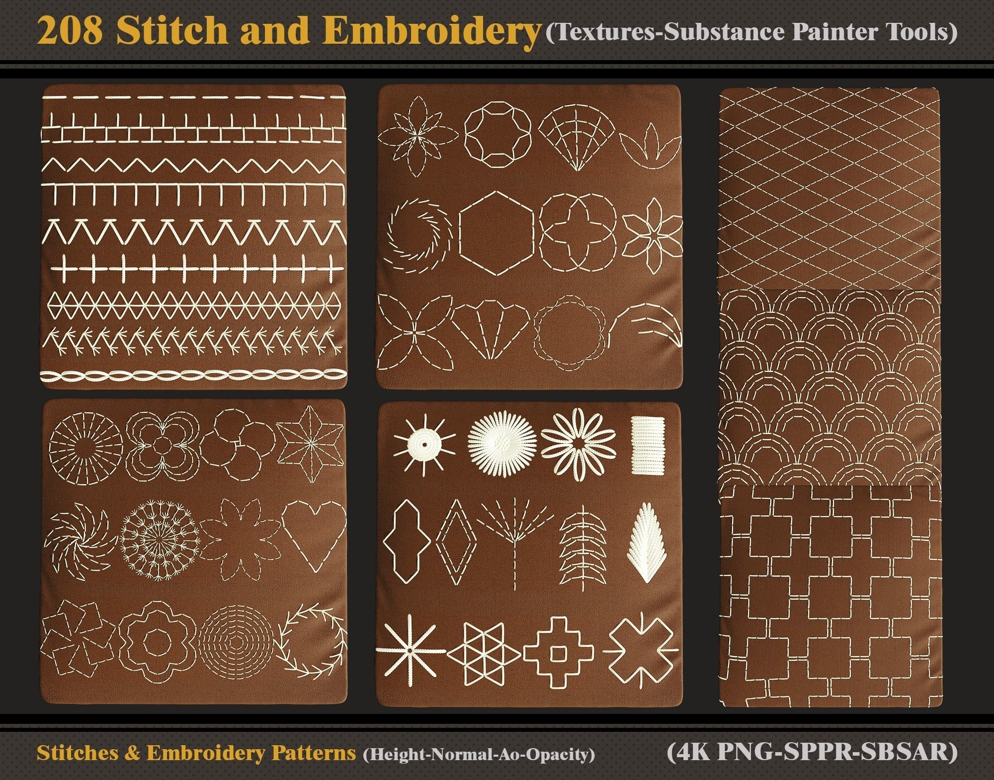 208 Stitch and Embroidery Patterns-Textures-sbsar-sppr-Alpha- Texture_4