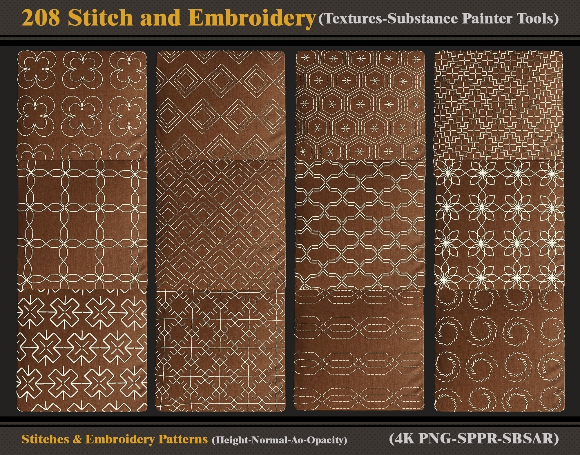 208 Stitch and Embroidery Patterns-Textures-sbsar-sppr-Alpha- Texture_2
