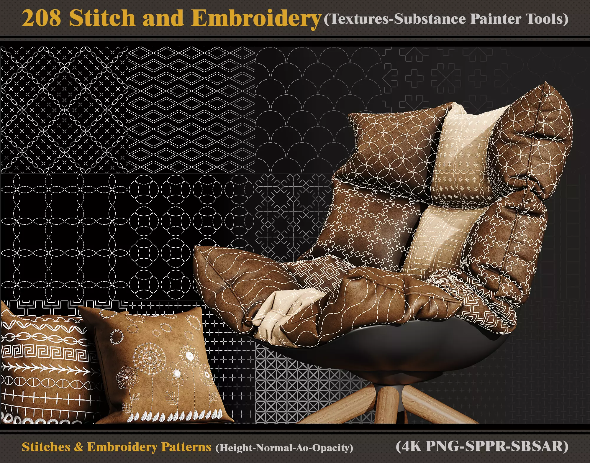 208 Stitch and Embroidery Patterns-Textures-sbsar-sppr-Alpha- Texture_0