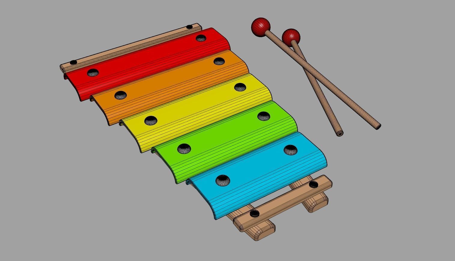 Toon Xylophon 3D model_6