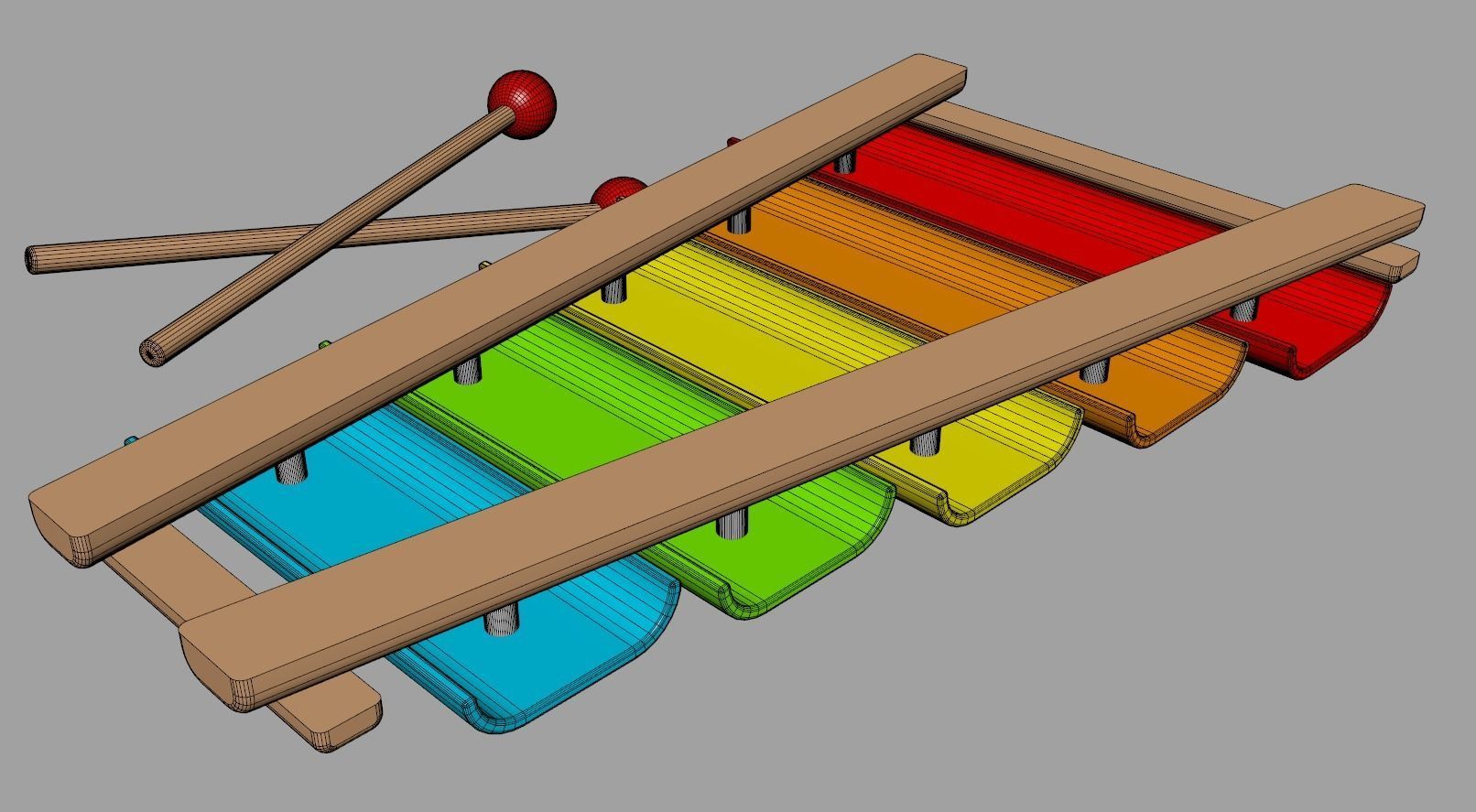 Toon Xylophon 3D model_8