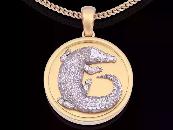 Crocodile pendant silver gold  jewelry printable 3D model