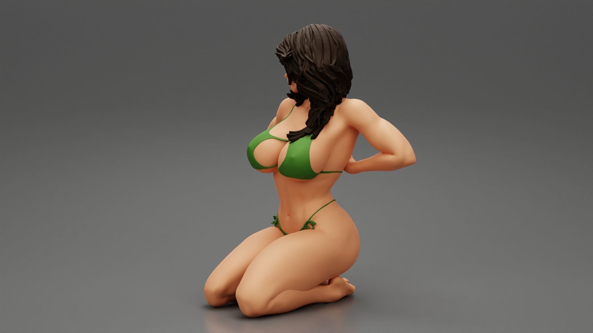Sexy Girl Bikini Sitting Posing Sandy Beach 3D print model_5