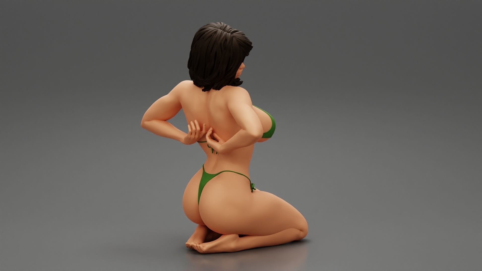 Sexy Girl Bikini Sitting Posing Sandy Beach 3D print model_2