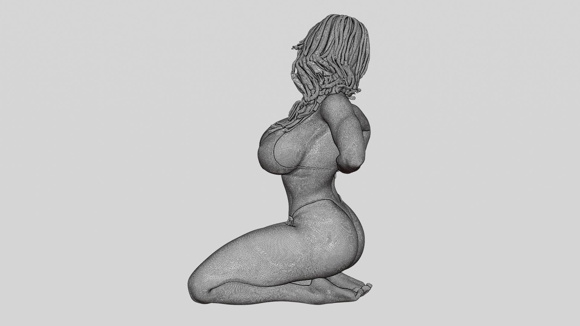 Sexy Girl Bikini Sitting Posing Sandy Beach 3D print model_14