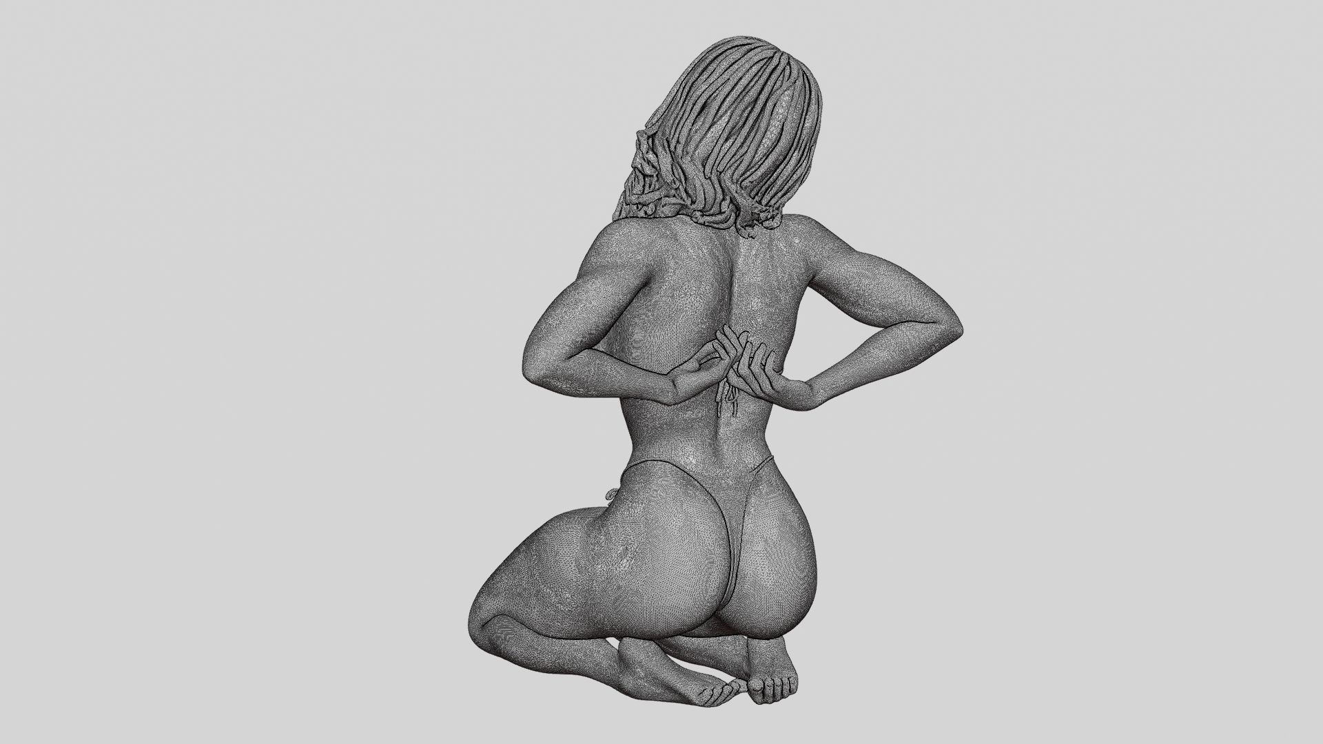 Sexy Girl Bikini Sitting Posing Sandy Beach 3D print model_13