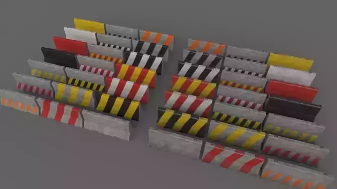 PBR Concrete Barrier V1-Clean-Dirty Low-poly 3D model
