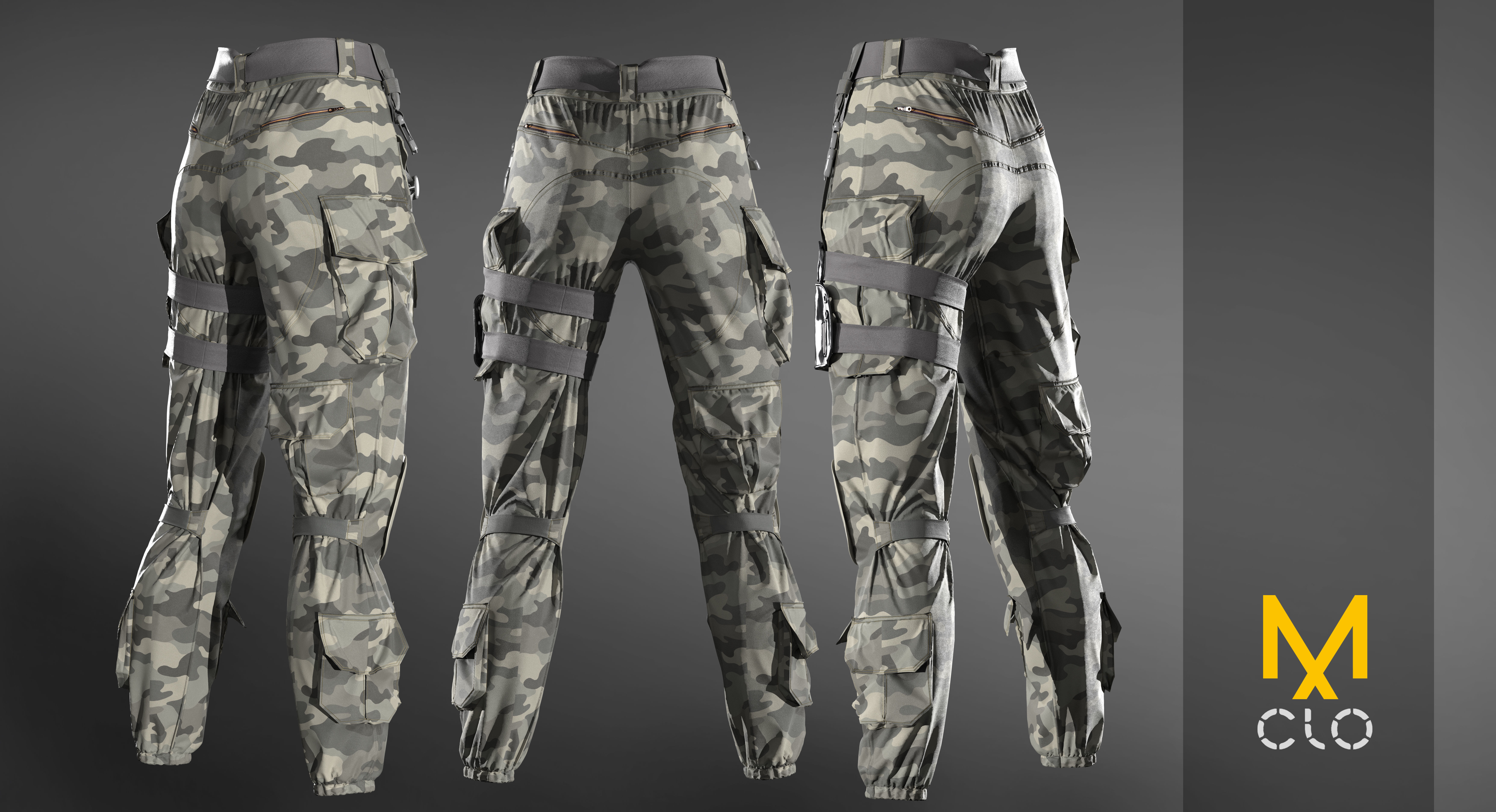 Military trousers - pants  Marvelous designer project and OBJ 3D model_5