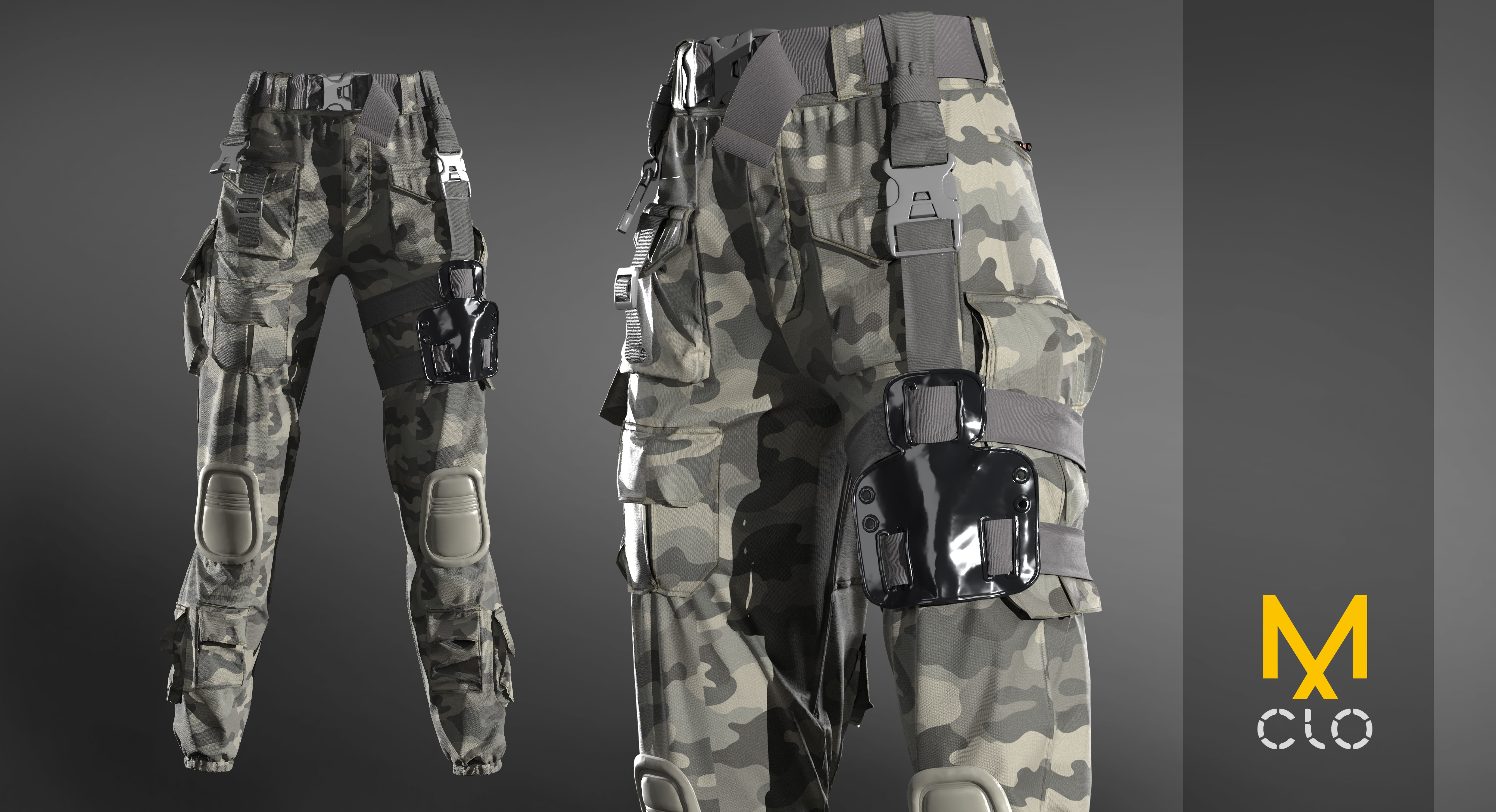 Military trousers - pants  Marvelous designer project and OBJ 3D model_2