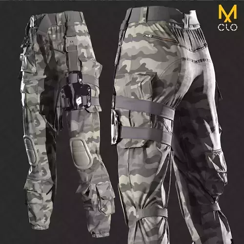 Military trousers - pants  Marvelous designer project and OBJ