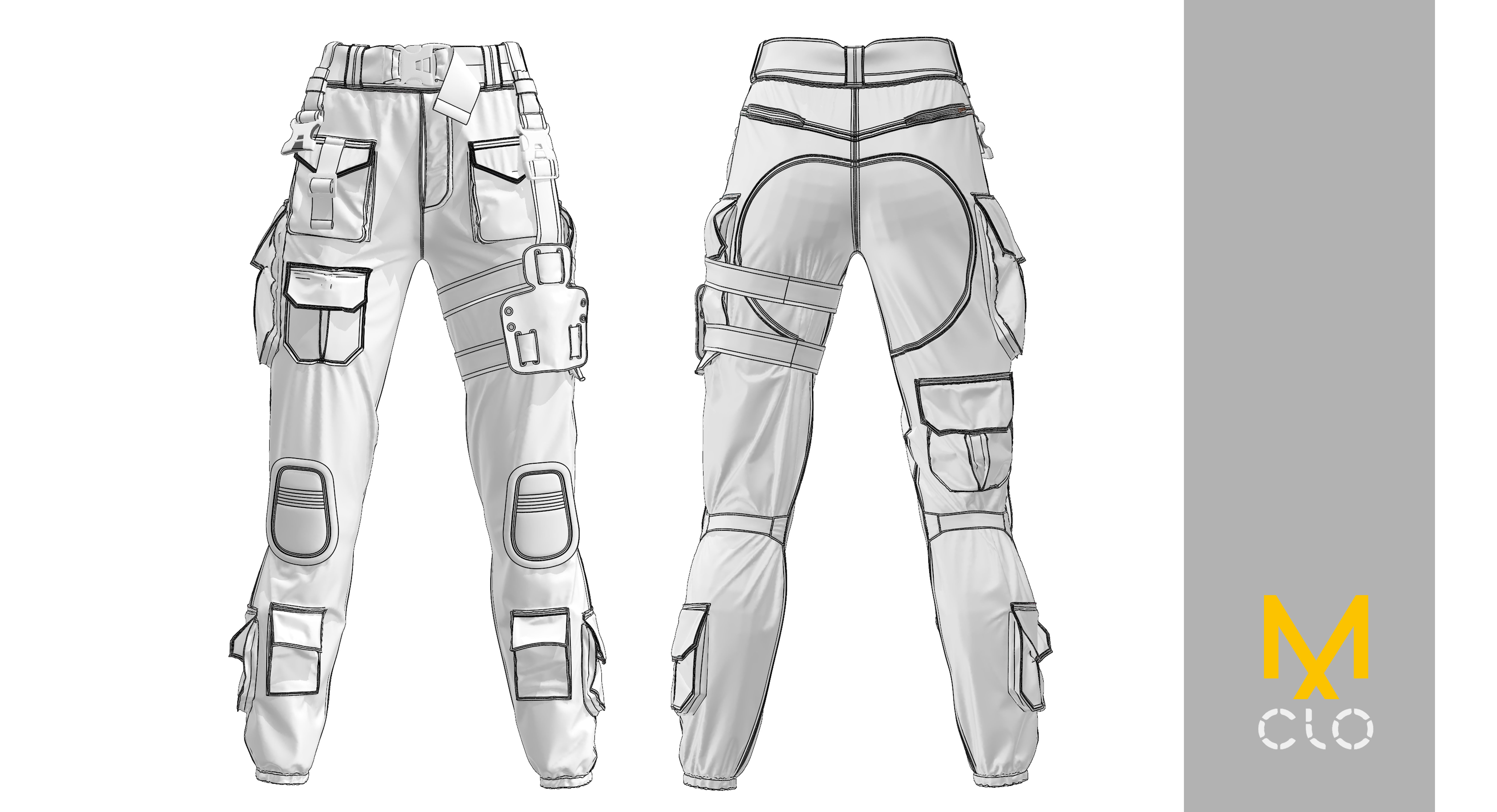 Military trousers - pants  Marvelous designer project and OBJ 3D model_6