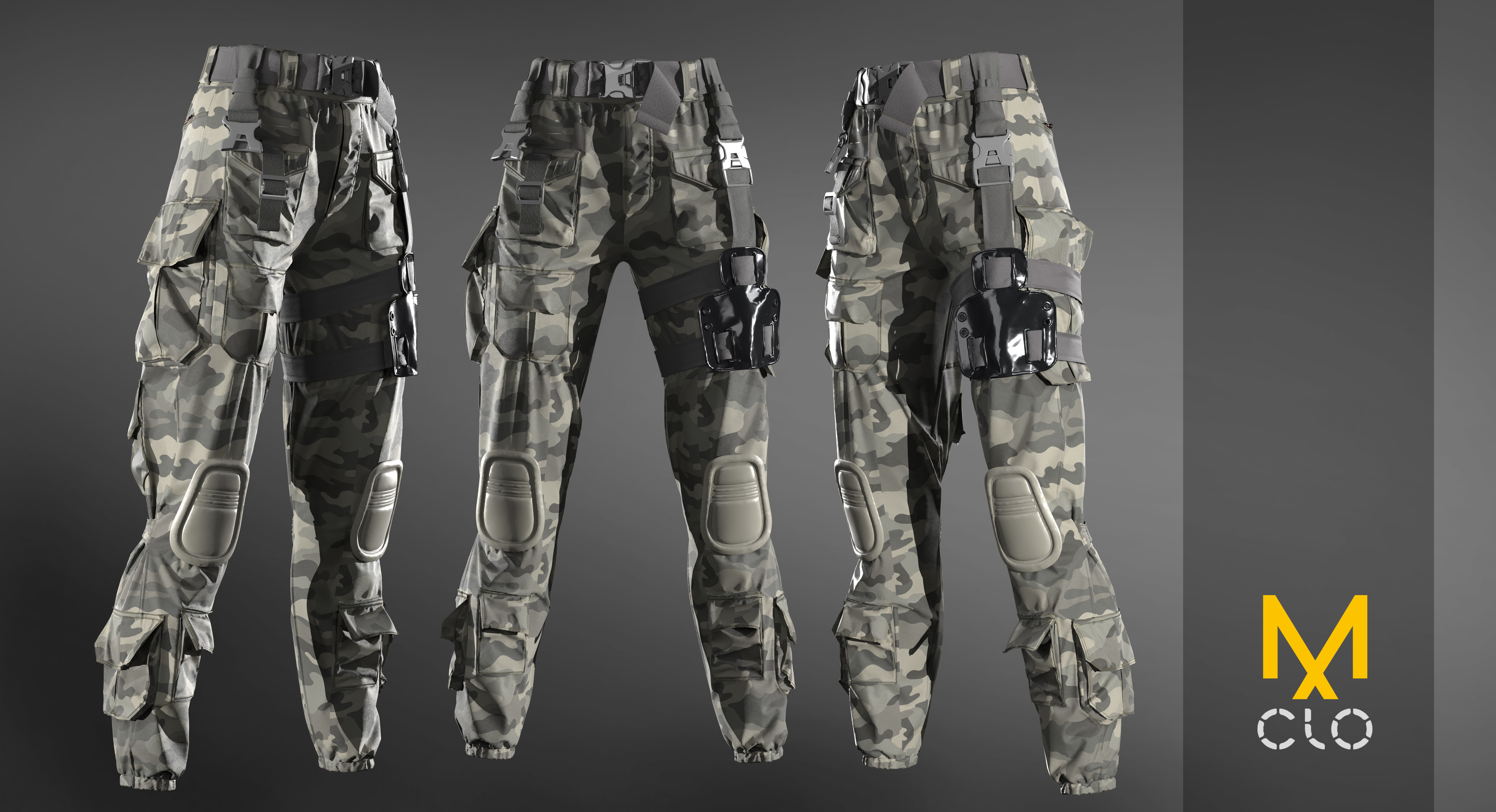 Military trousers - pants  Marvelous designer project and OBJ 3D model_4