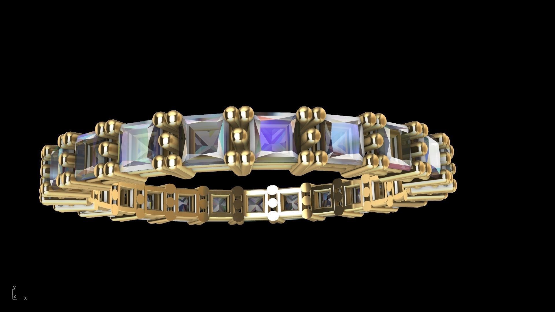 princess cut eternity ring stl verified  3D print model_2