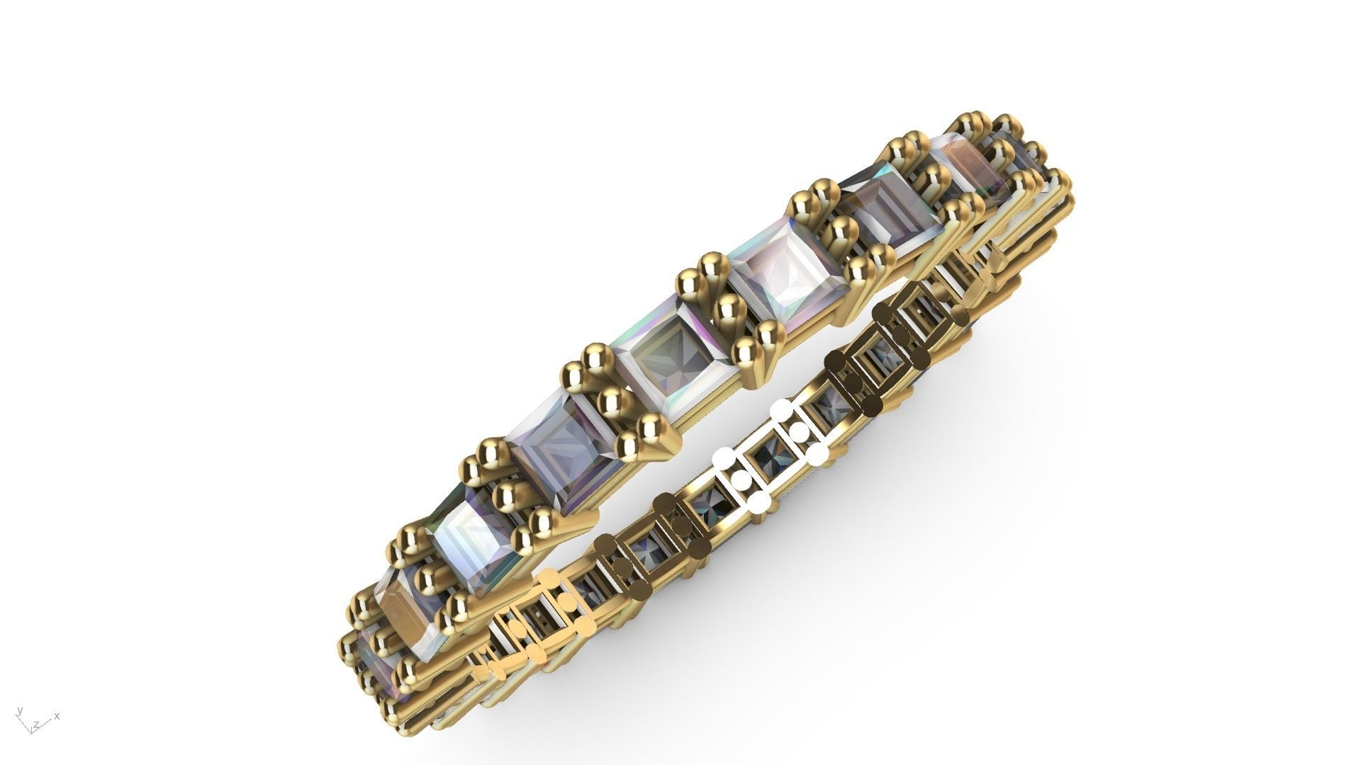 princess cut eternity ring stl verified  3D print model_6