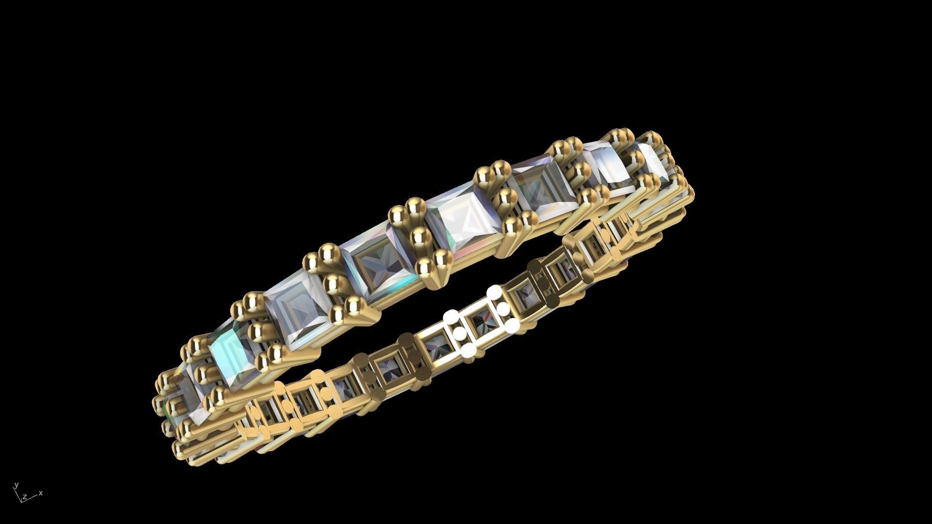 princess cut eternity ring stl verified  3D print model_8