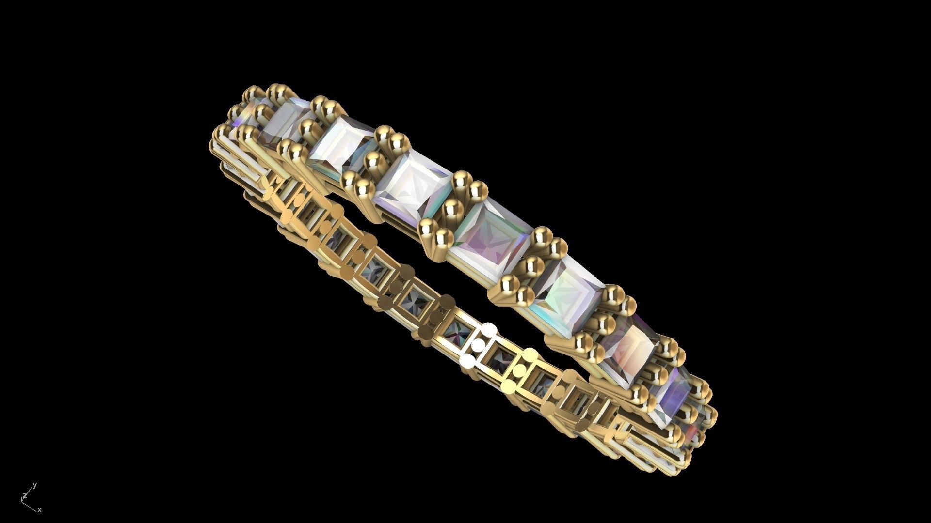 princess cut eternity ring stl verified  3D print model_7