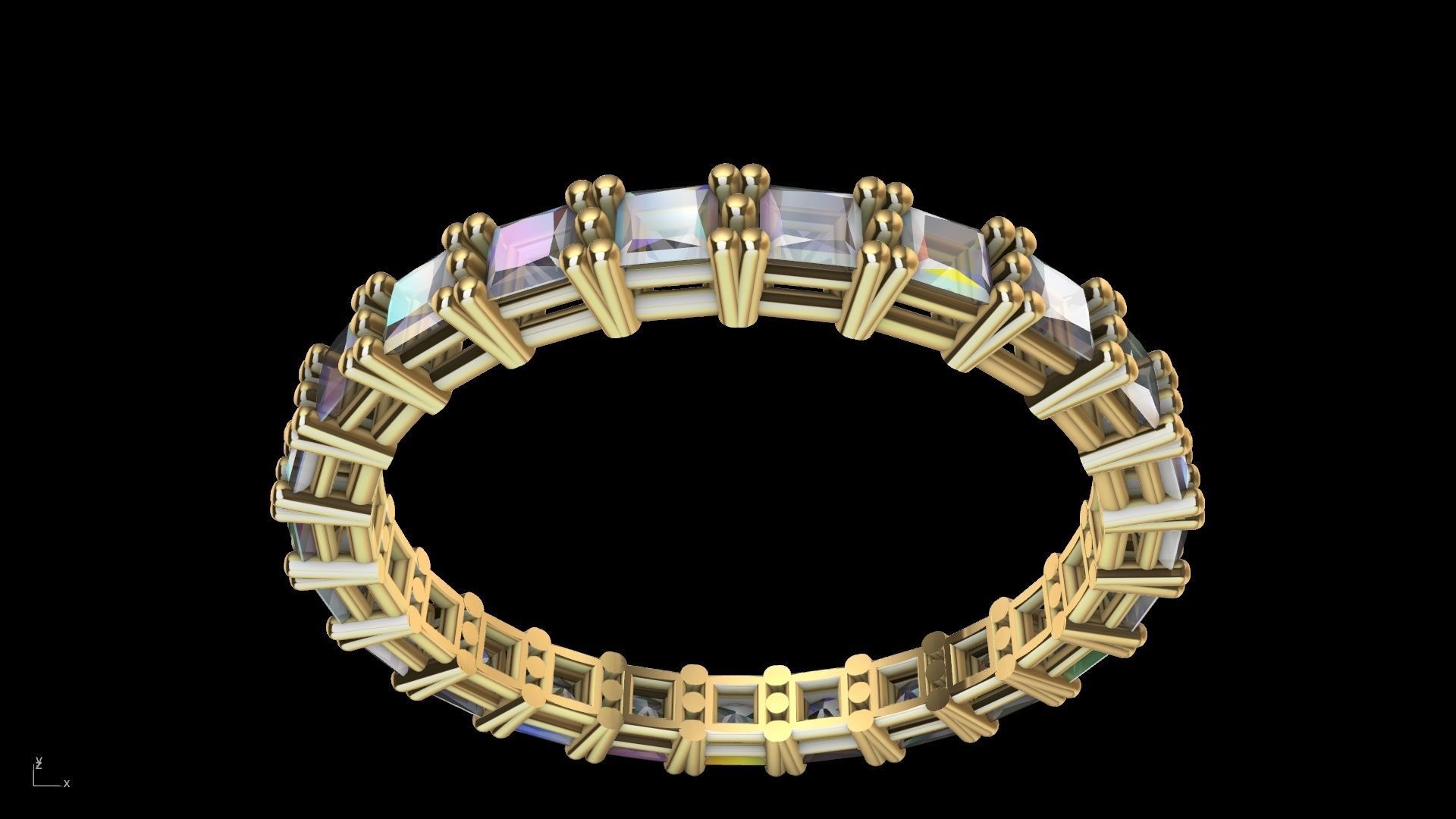 princess cut eternity ring stl verified  3D print model_11