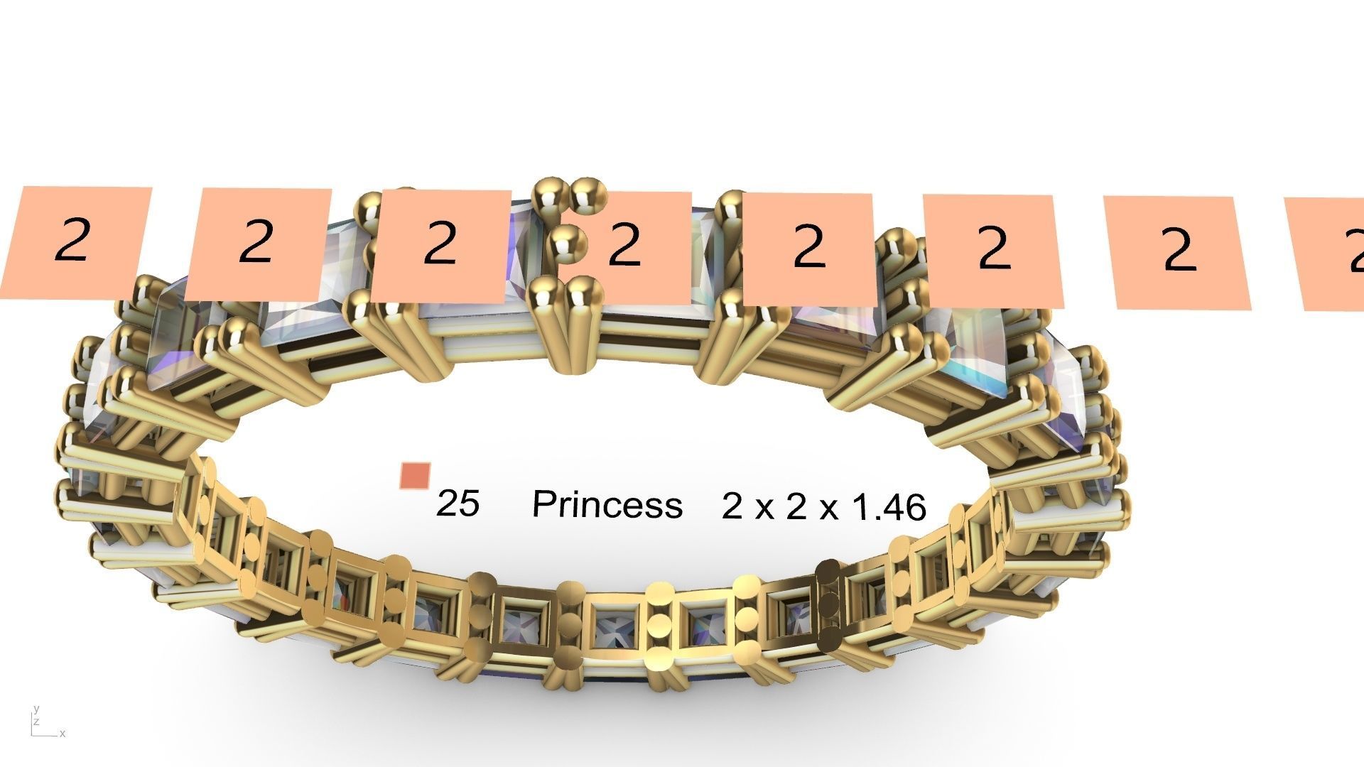princess cut eternity ring stl verified  3D print model_10
