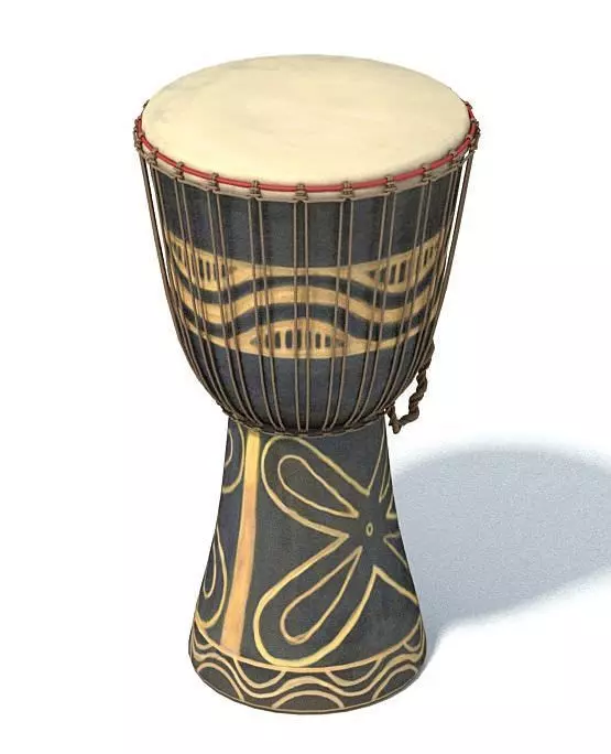 African Style Black And Tan Drum 3D model_0