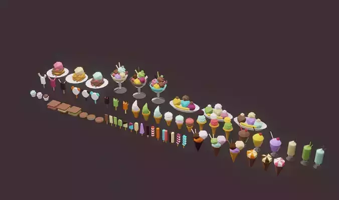  Ice cream Menu Low poly