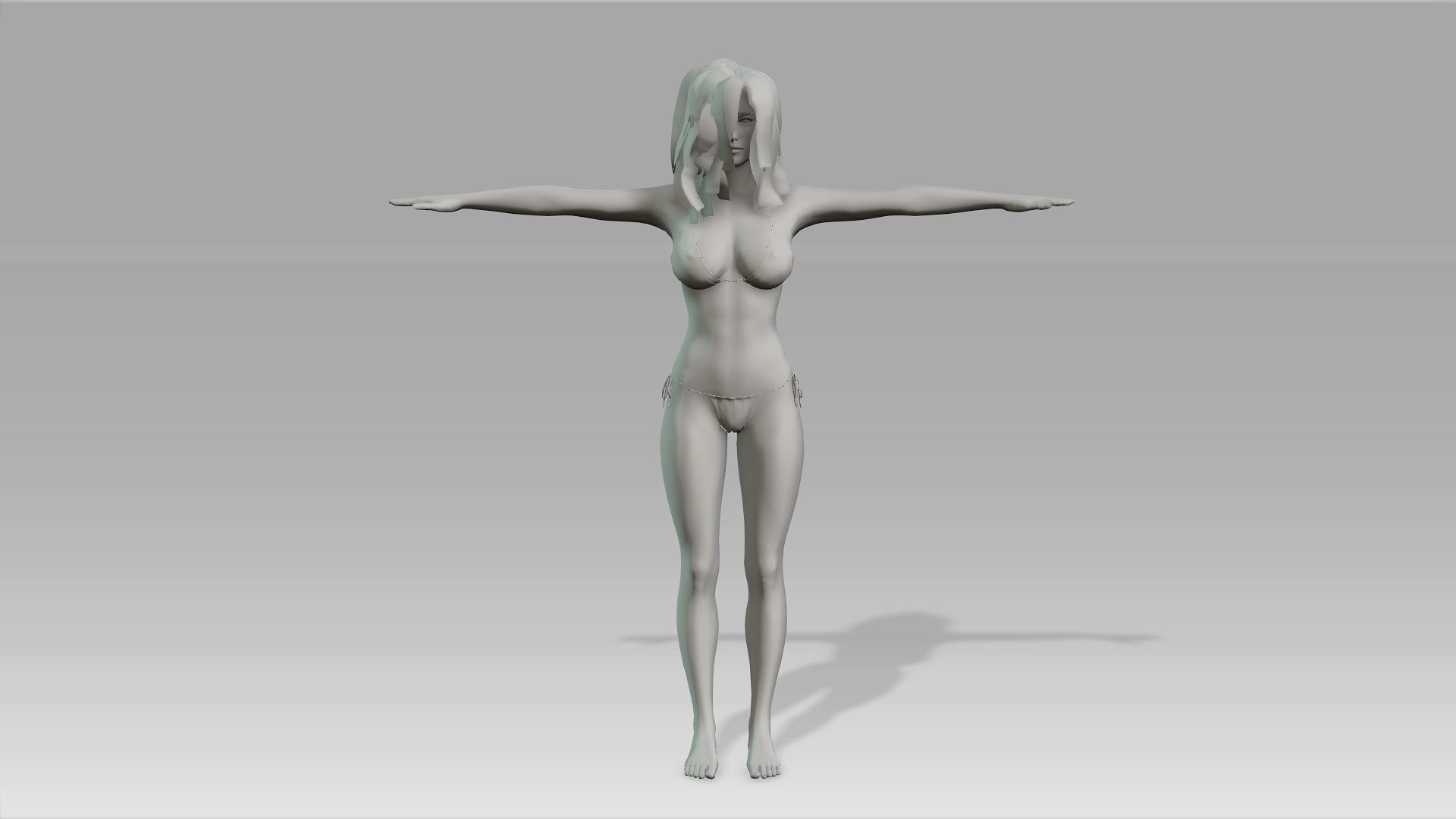 3D Realistic Female Character model Naked Low-poly 3D model_15