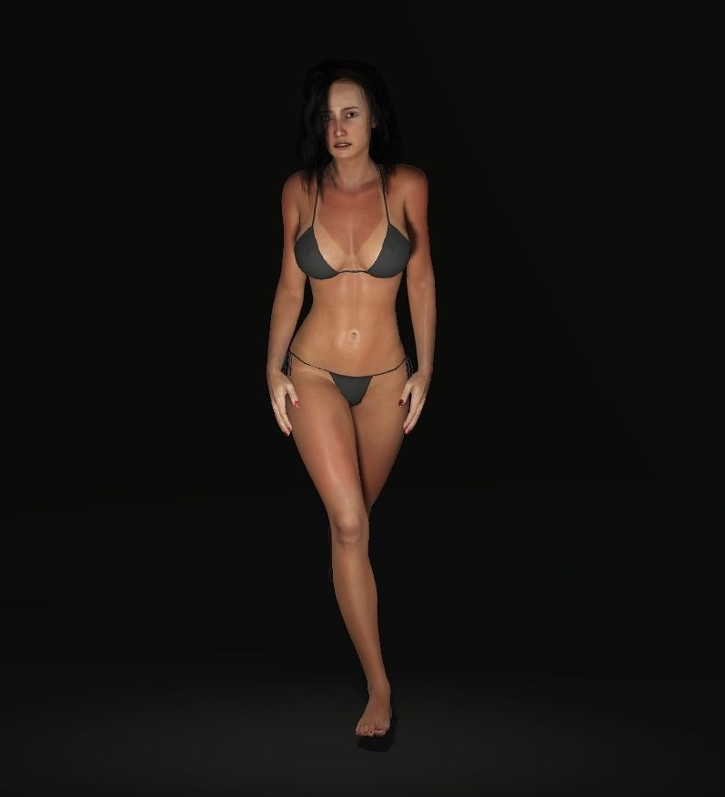 3D Realistic Female Character model Naked Low-poly 3D model_12
