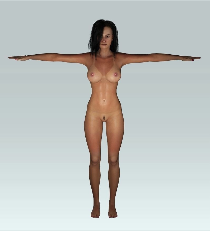 3D Realistic Female Character model Naked Low-poly 3D model_14