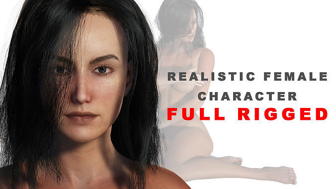 3D Realistic Female Character model Naked Low-poly 3D model