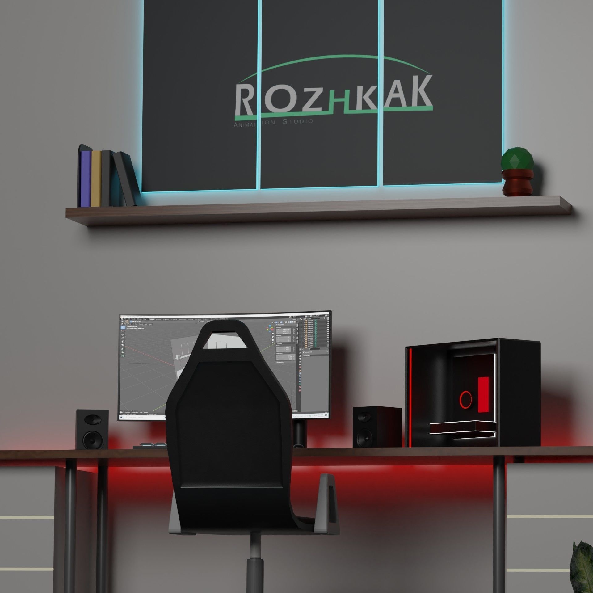 Game setup low poly Low-poly 3D model_4