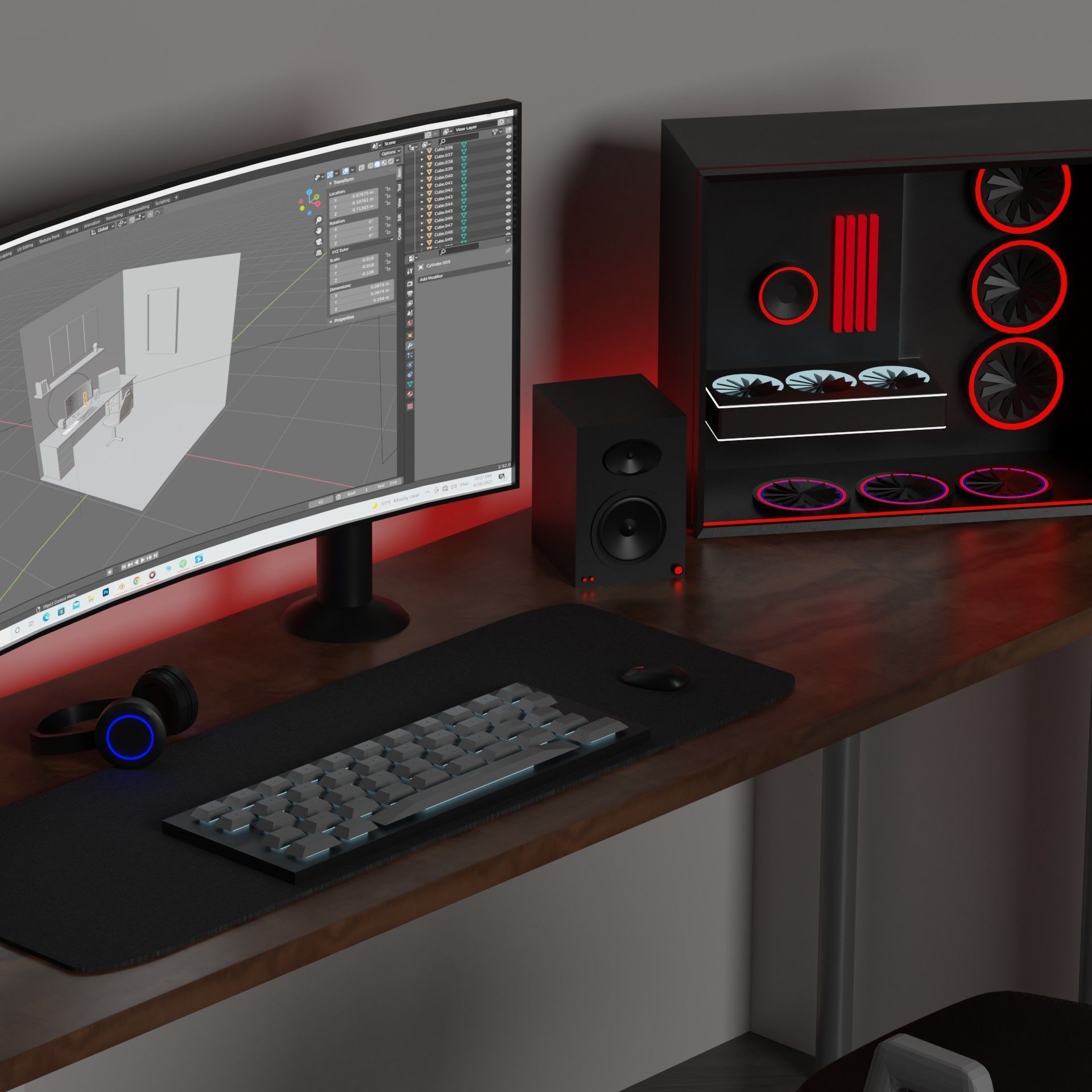 Game setup low poly Low-poly 3D model_3