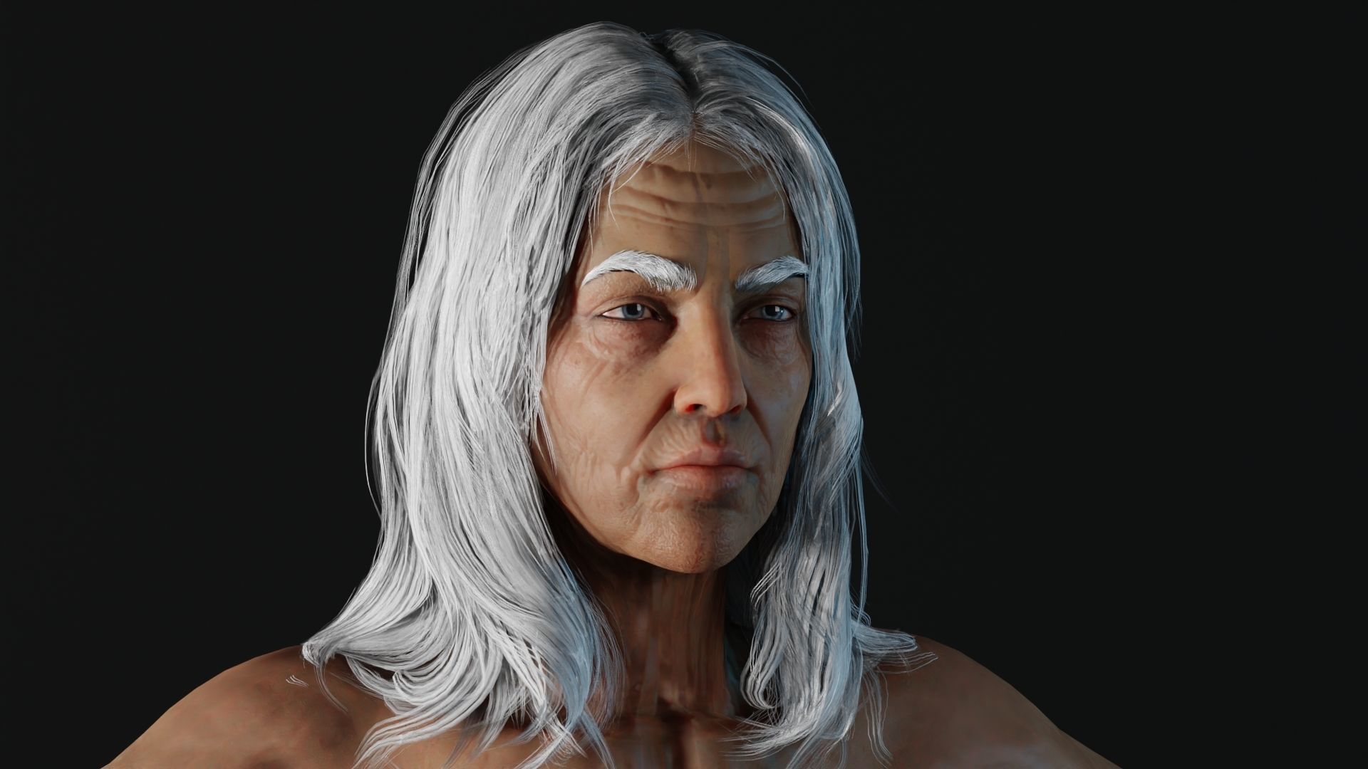 Realistic Female Character - Granny Letty 3D model_1