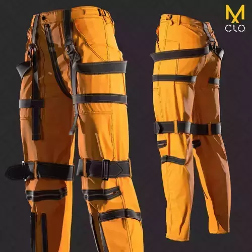 Orange trousers - pants Marvelous designer project and OBJ 