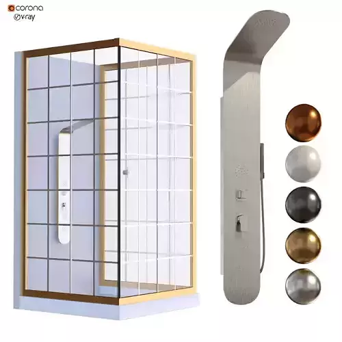 Shower cabin set 216 Low-poly 3D model