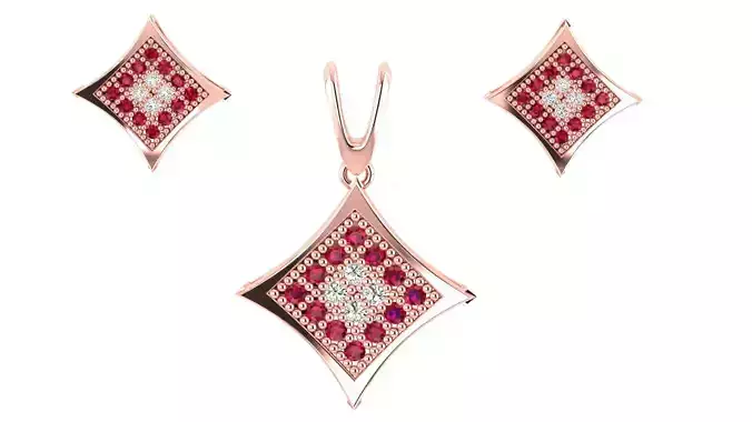 Diamond Pendant and Earring 3D print model