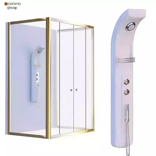 Shower cabin set 217 Low-poly 3D model