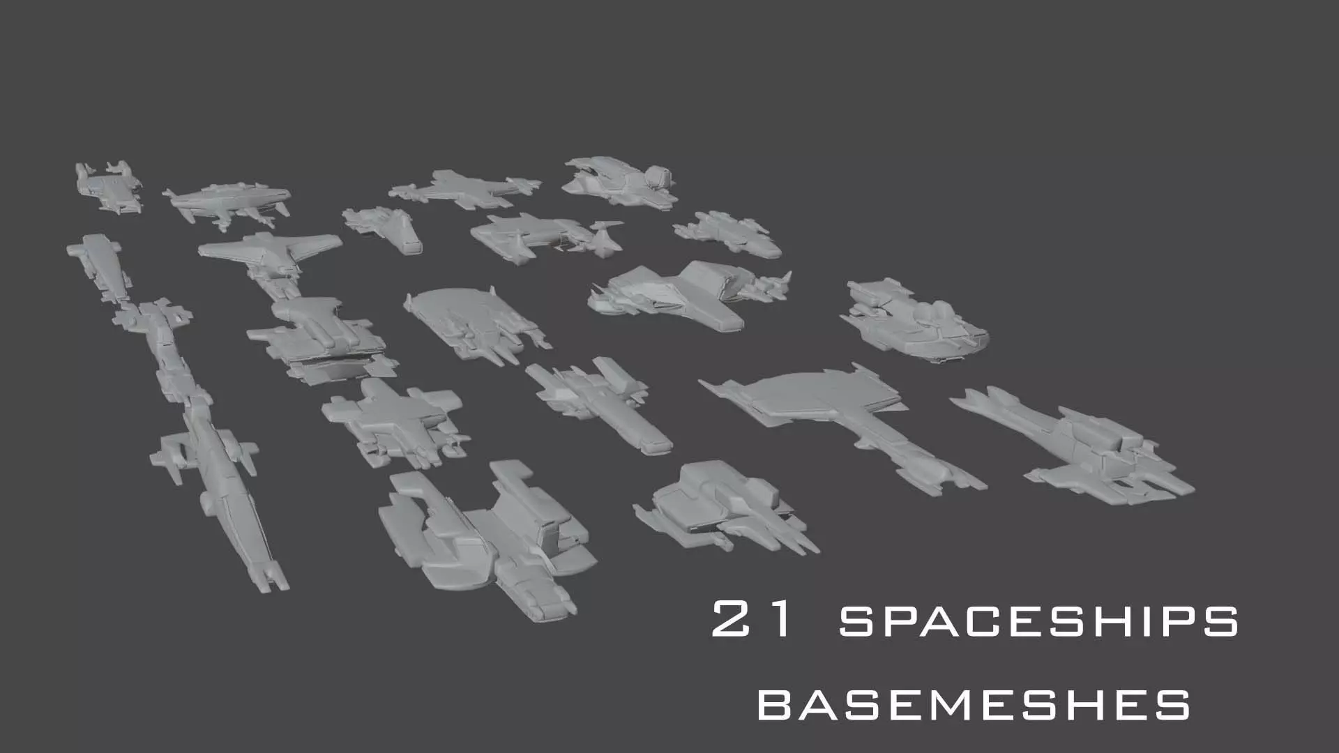 21 spaceship base meshes 3D model_0
